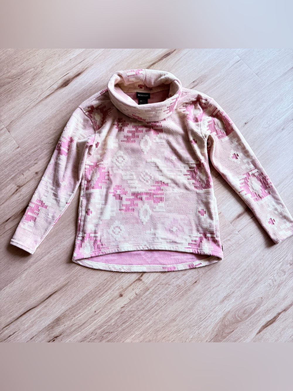 Burton Pink & Cream Patterned Cowl-Neck Sweater